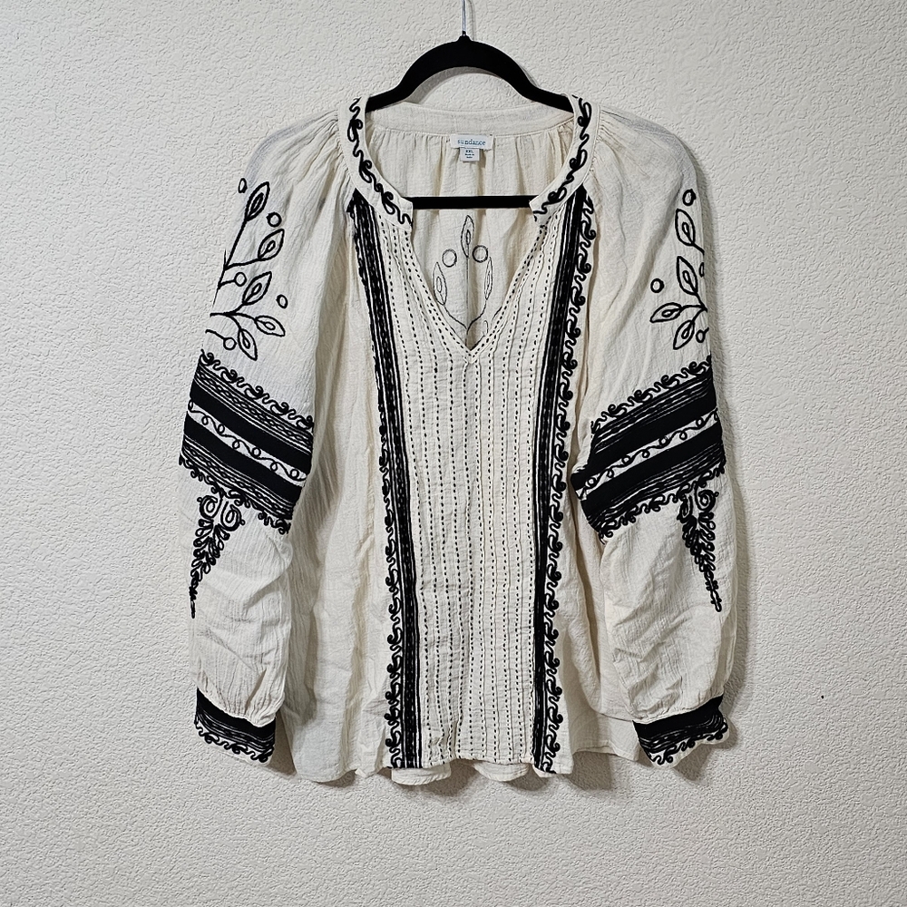 Sundance Blouse Womens XXL Embroidered V-Neck Long Sleeve Pullover Top - Picture 7 of 7